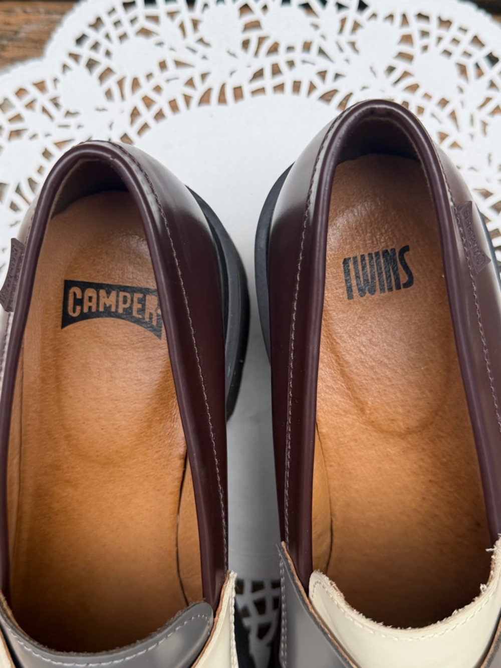 Camper Two-Tone Brown and Cream Chunky Loafers - Picture 4 of 5